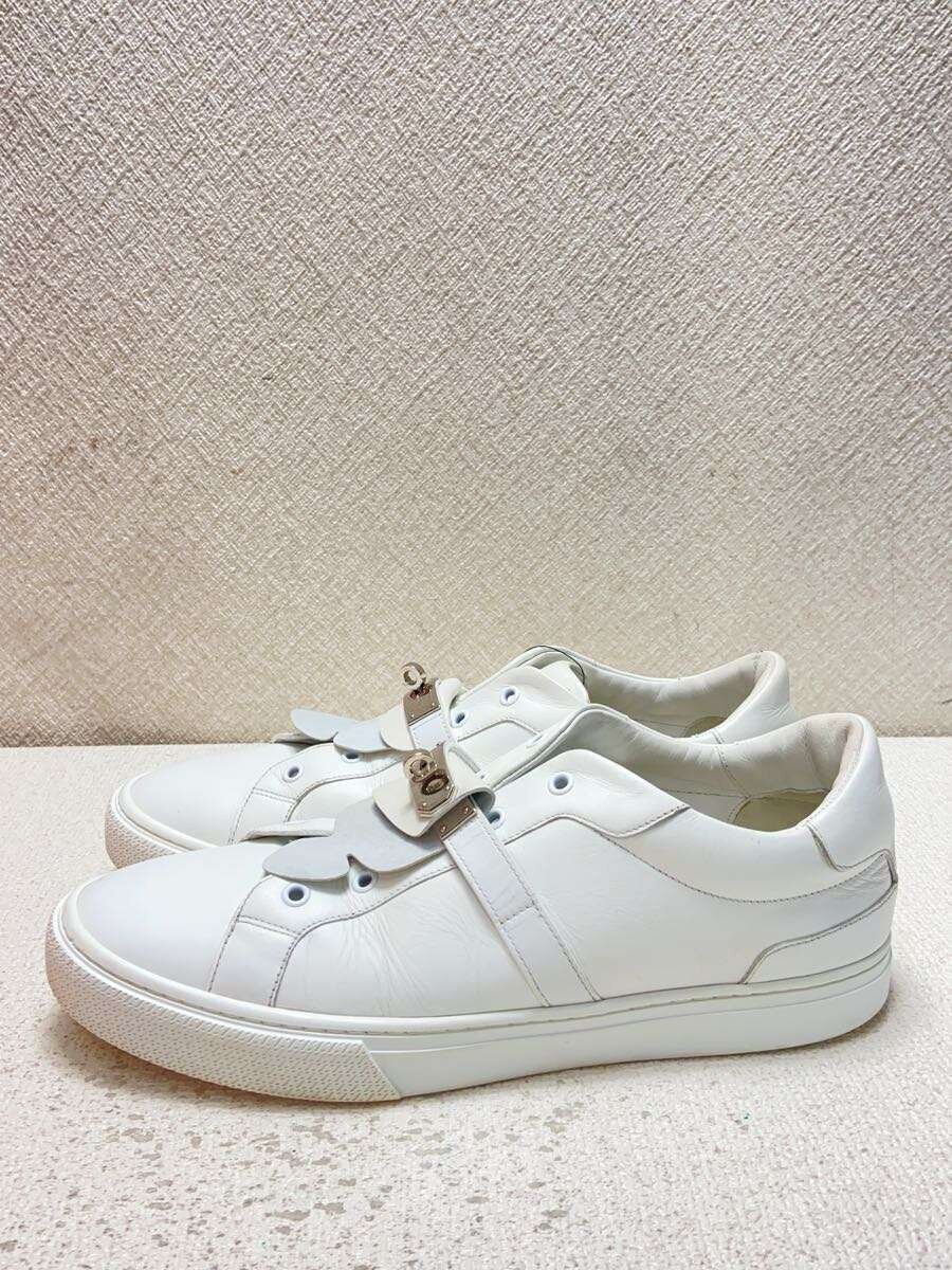 HERMES◆デイ ホワイト ケリーバックル/ローカットスニーカー/44/WHT/レザー拍卖