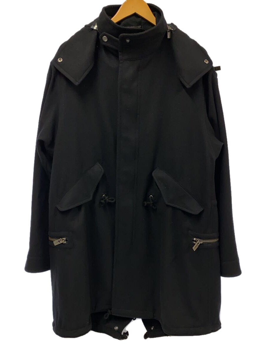 yohji yamamoto POUR HOMME◆ジップデザイン/フード取り外し可/モッズコート/2/ウール/BLK/HJ-C42-149//拍卖