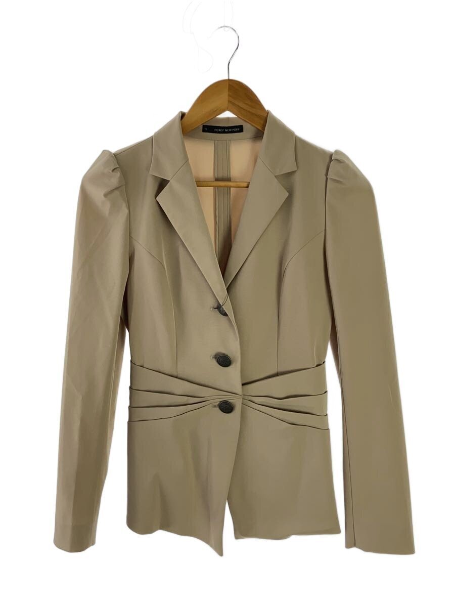 FOXEY NEWYORK◆メタルボタン/ストレッチテーラードジャケット/38/BEG/27397-NAJFA301L/ウエストドレープ拍卖