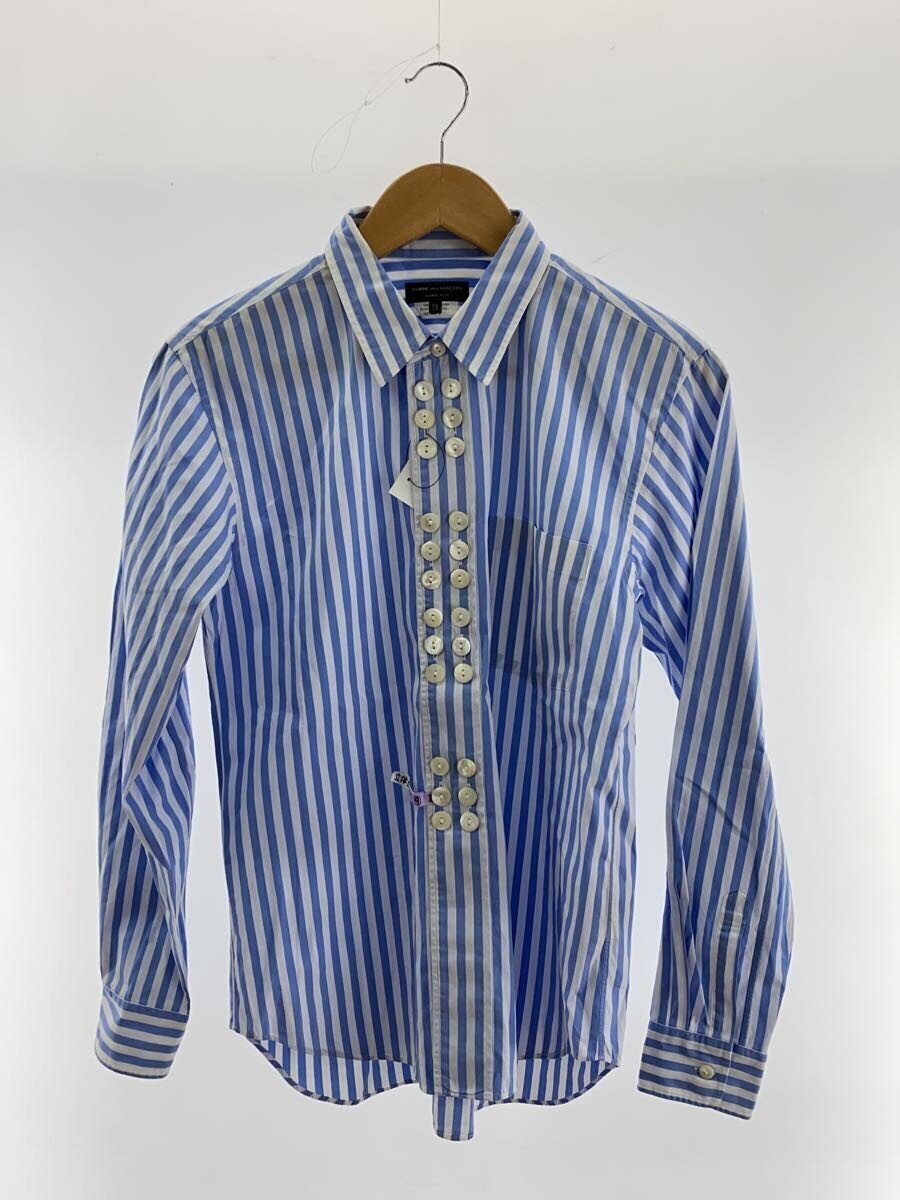 COMME des GARCONS HOMME PLUS◆長袖シャツ/多ボタン/XS/コットン/BLU/ストライプ/PO-B027/AD2014拍卖