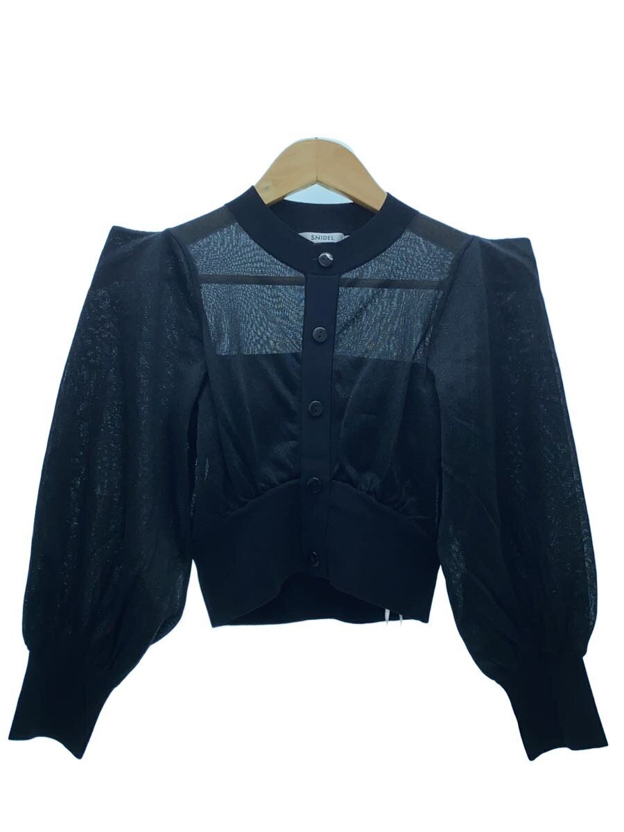 SNIDEL◆シアードッキングニットプルオーバー/長袖シャツ/one/ナイロン/BLK/SWNT244275拍卖