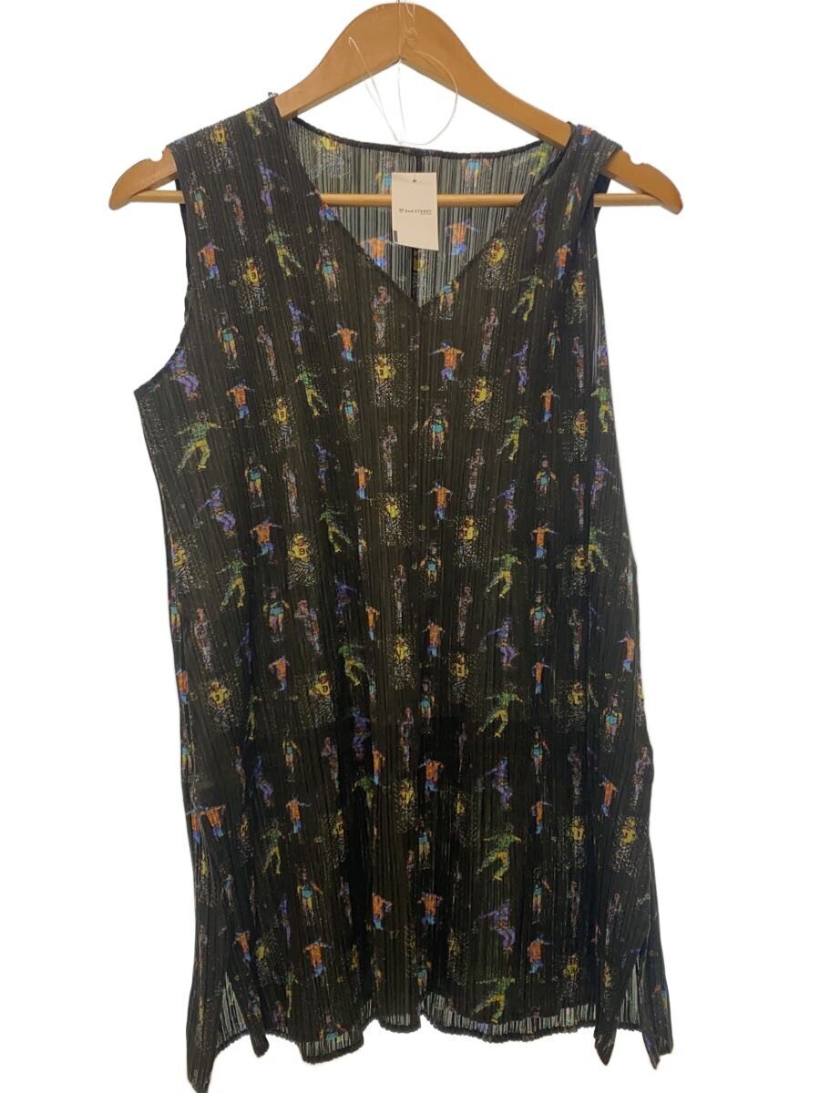 PLEATS PLEASE ISSEY MIYAKE◆ノースリーブブラウス/チュニック/4/ポリエステル/GRN/総柄/PP81-JK732/グリーン拍卖