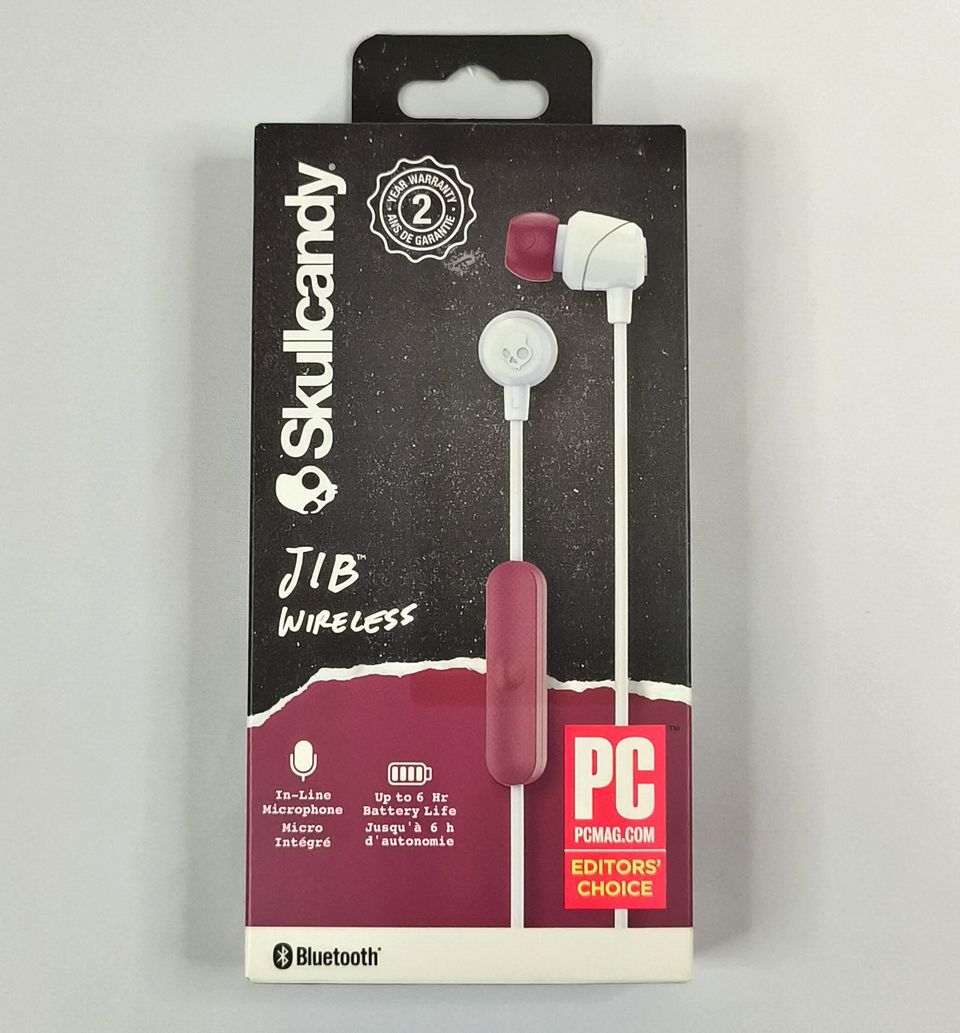 【送料無料】Skullcandy JIB カナル型 Bluetooth ワイヤレスイヤホン GRAY/CRIMSON S2DUW-L677 (リモコン マイク付)拍卖