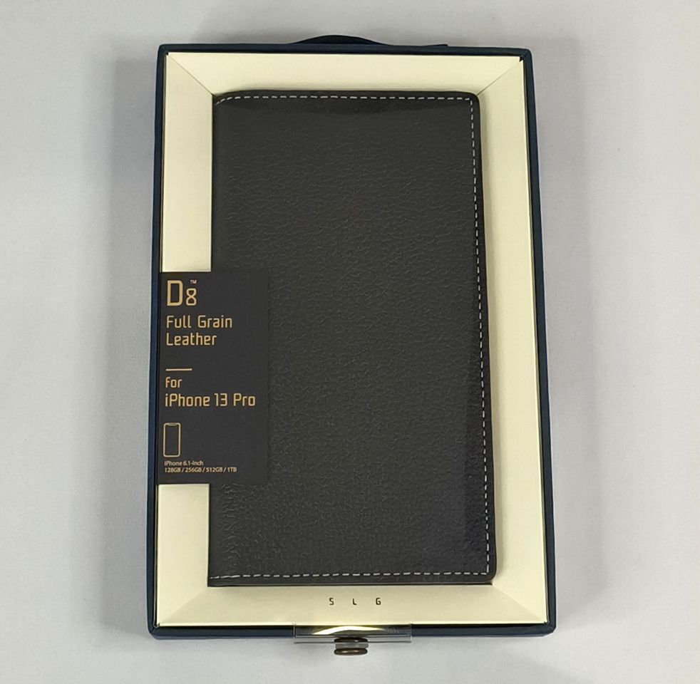 【送料無料】SLG Design iPhone 13 Pro 本革 牛革 手帳型 ケース カバー ブラックブルー Full Grain Leather Diary Case 拍卖