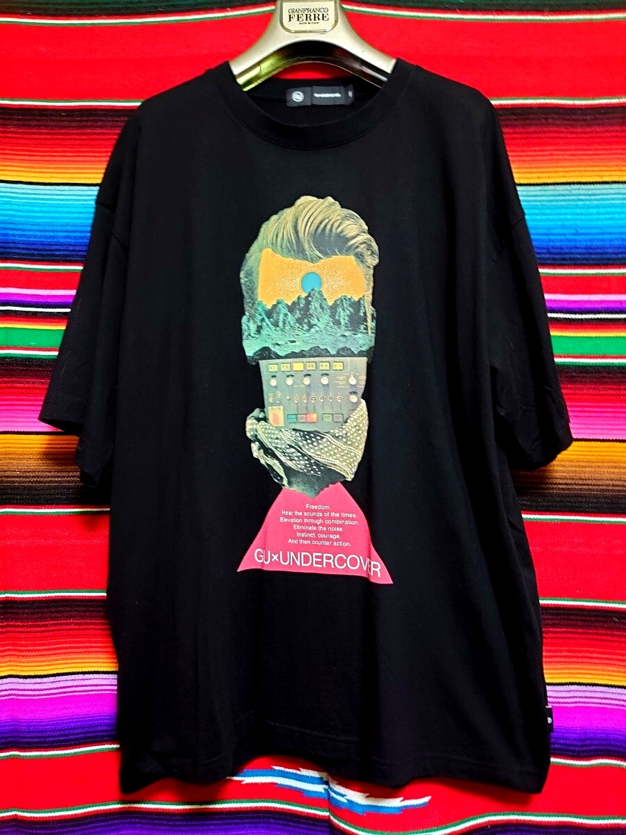 GU × UNDERCOVER ジーユー × アンダーカバー コラボ 5分袖 ビッググラフィック プリントTシャツ 未使用 XXLサイズ ブラック マルチカラー拍卖
