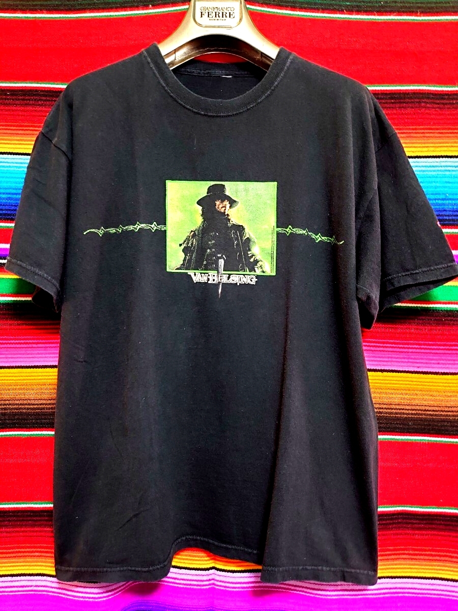 カールスジュニア 2004年 Carl’s Jr. Promotional Movie Van Helsing プリントTシャツ 古着 ブラック グリーン ヴァン ヘルシング 拍卖