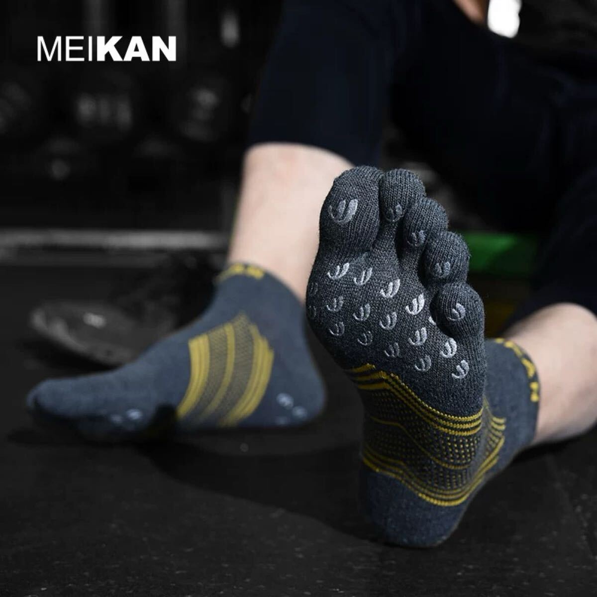 五本指ソックス スポーツ用 男女共通 青色 グリップ付 靴下 フットサポーター サッカー 野球 ランニング マルチスポーツ 捻挫防止拍卖