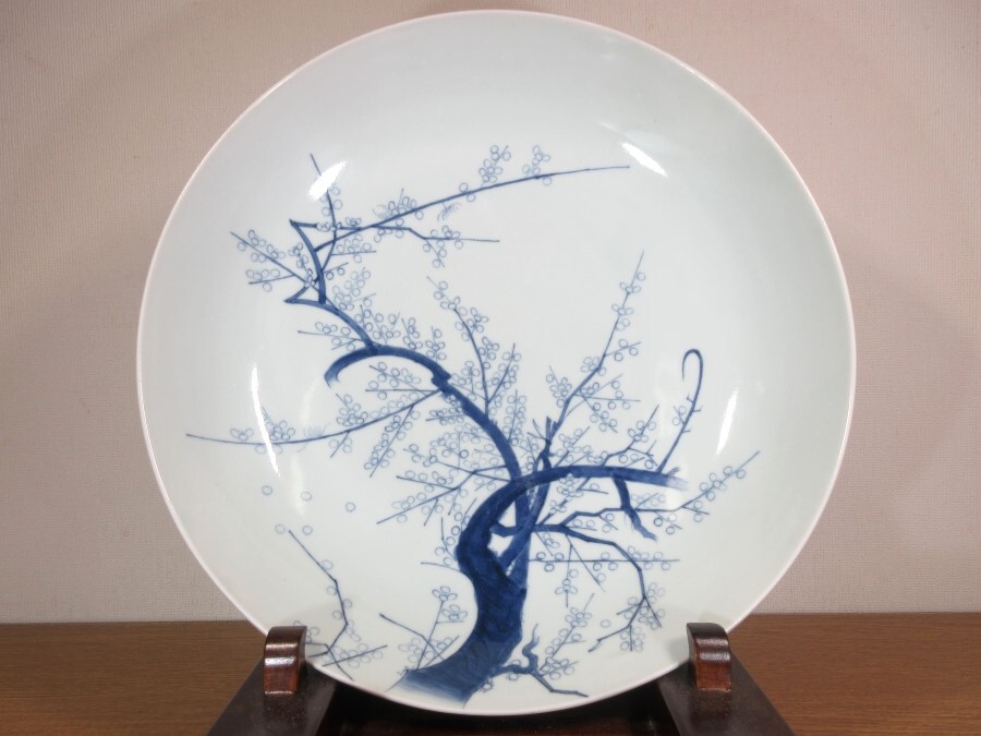 【時代保証】 鍋島染付 白梅図 鉢 江戸後期 美品 コレクター放出品拍卖