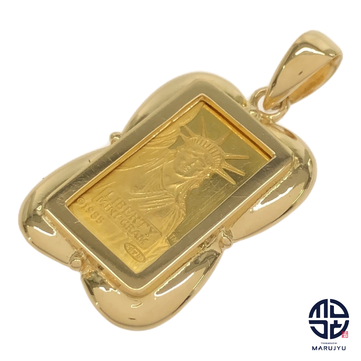 K24 24金 インゴット K18 18金 イエローゴールド クレディスイス LIBERTY MINI-GRAM 自由の女神 ペンダントトップ チャーム ジュエリー拍卖