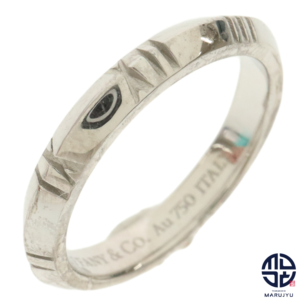 TIFFANY & CO. Tiffany ティファニー AU750WG 18金ホワイトゴールド K18 アトラス Xクローズド ナロー リング 指輪 約10号 ジュエリー拍卖