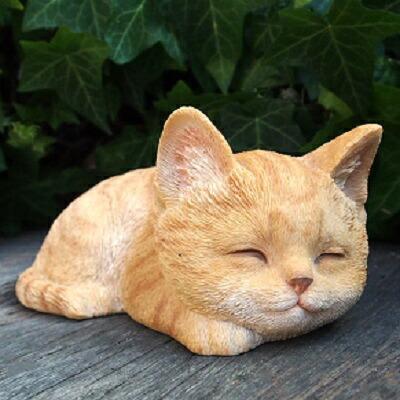 猫の置物 茶トラ猫 居眠り N13570 キャット ガーデンオブジェ CAT 動物 オーナメント ネコ 雑貨 ガーデン オブジェ拍卖