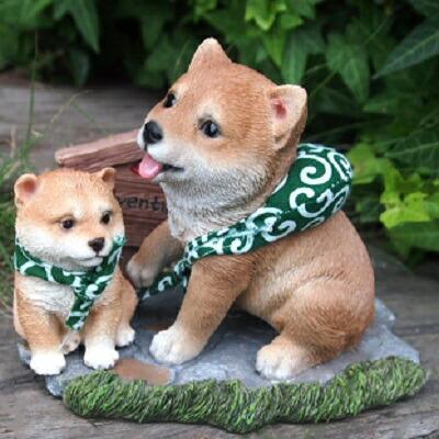 犬の置物 柴旅親子2品セットC N13476・15556 柴犬 いぬ イヌ 動物 オーナメント ガーデン オブジェ ガーデニング インテリ拍卖