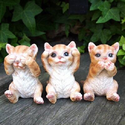 猫の置物 子猫の見ざる聞かざる言わざる3品セット 茶トラ 31347HH キャット ガーデンオブジェ CAT 動物 オーナメント拍卖