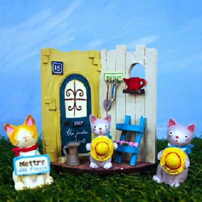 猫の置物 ねこちゃん4品セット Y04 5E2804・05・06・5466EK オーナメント ミニチュアマスコット フラワー拍卖