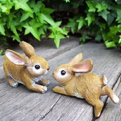 うさぎの置物 ちびっこうさぎの2点セット N15537 動物 オーナメント ガーデン オブジェ ガーデニング インテリア 雑貨拍卖