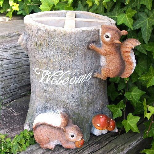 森の仲間たち りすと森の切り株 N15395 傘たて ウエルカムリス オブジェ オーナメント ガーデン ガーデニング 庭 リアル拍卖