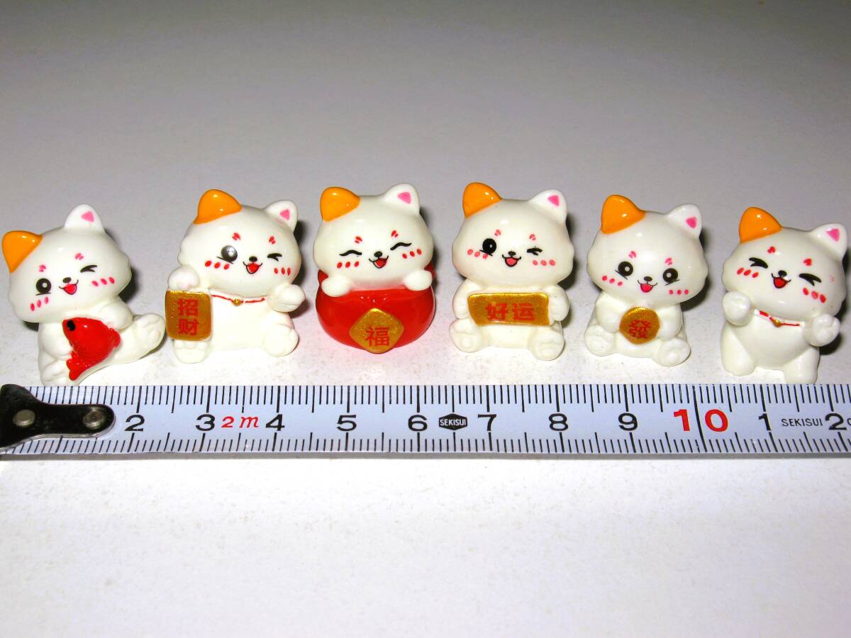 ミニチュア【ラッキー ミニ にゃんこ 6個セット】猫 ねこ フィギュア 幸運 福 和風 日本風 財運 縁起物 インテリア 置物 小物 オーナメント拍卖