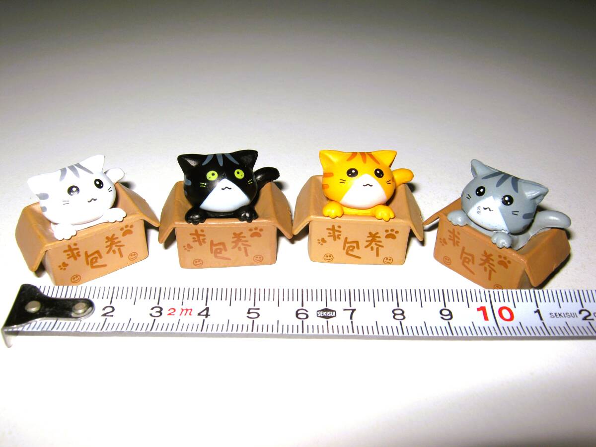 ミニチュア【段ボールにゃんこ 4個】猫 ねこ オーナメント おもちゃ 玩具 キュート 可愛い かわいい インテリア 置物 小物 飾り 装飾拍卖