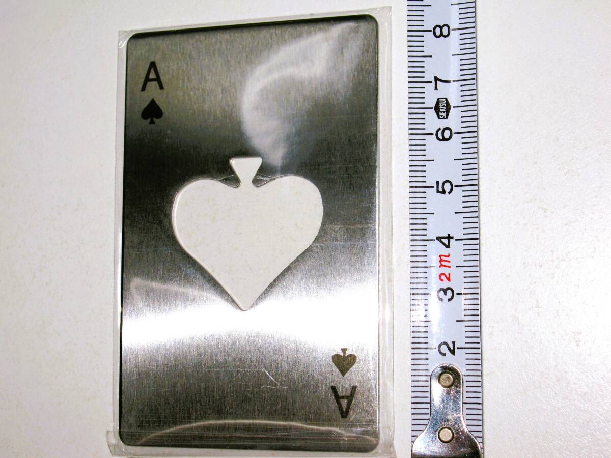 【ステンレス製 栓抜き トランプ型】おしゃれ お洒落 シルバーカラー オープナー キッチン雑貨 テーブル用品 スペード エース 金属 ビール拍卖