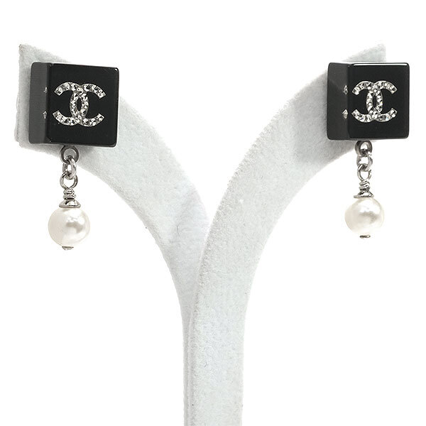 送料無料 本物 CHANEL シャネル ピアス ココマーク スクエア キューブ ラインストーン 14B レディースアクセサリー おしゃれ 可愛い拍卖