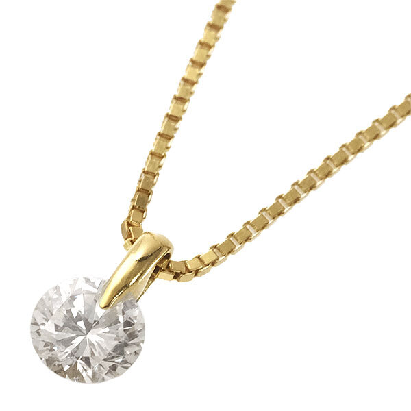 送料無料 本物 一粒ダイヤモンドネックレス K18YGイエローゴールド ダイヤ0.23ct レディースペンダント アクセサリー 上品 おしゃれ拍卖