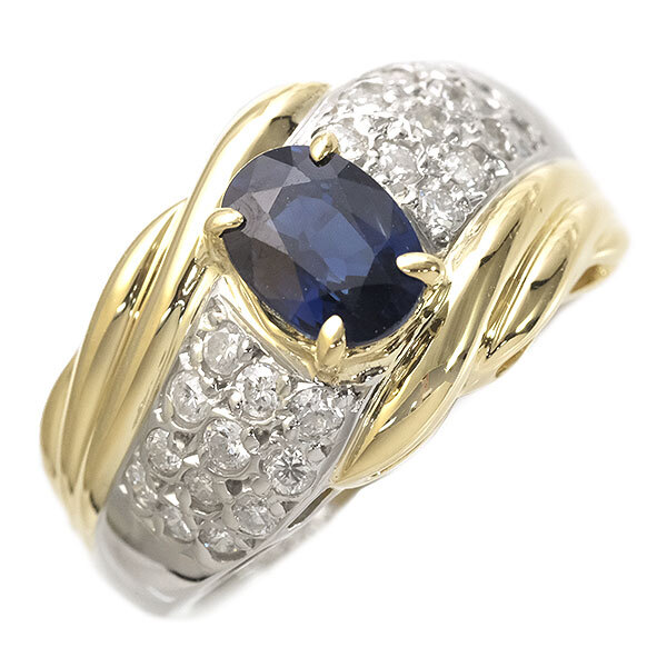 送料無料 本物 サファイアダイヤモンドリング 指輪 K18 PT850 サファイア サファイア1.43ct ダイヤ0.37ct 12号 仕上げ済み 高級 おしゃれ拍卖