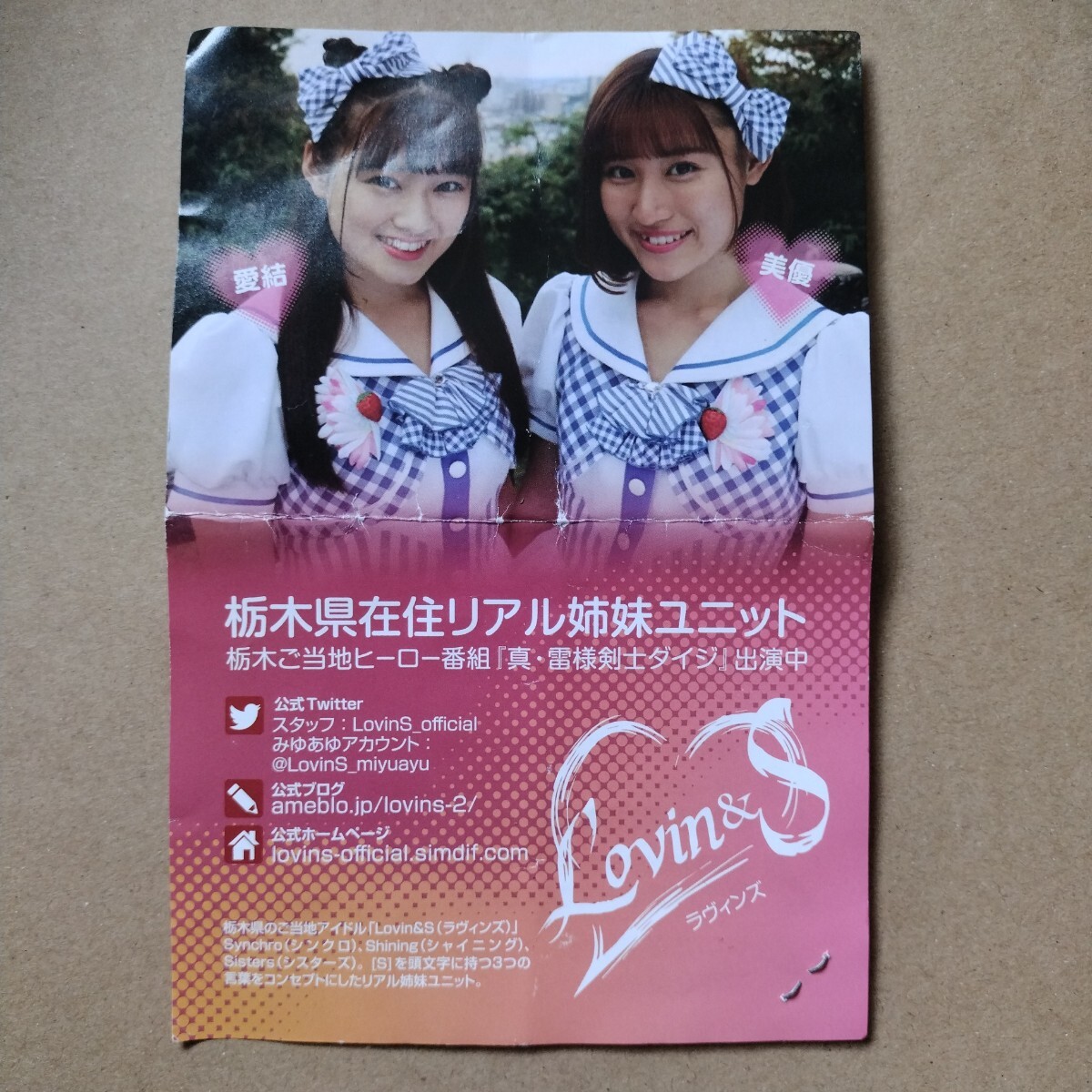 栃木県在住のリアル姉妹ユニット「Lovin&S(ラヴィンズ)」のハンドビラ?とステッカー (シール)?拍卖
