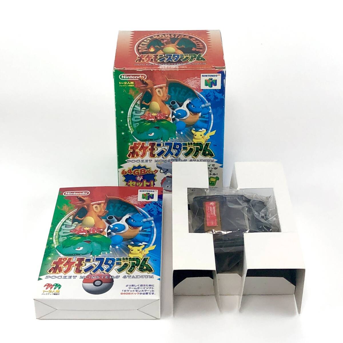 ニンテンドウ64 ポケモンスタジアム GBパック同梱版 箱説付き 任天堂 ニンテンドー N64 Pokemon Stadium Transfer Pak Set CIB Tested拍卖