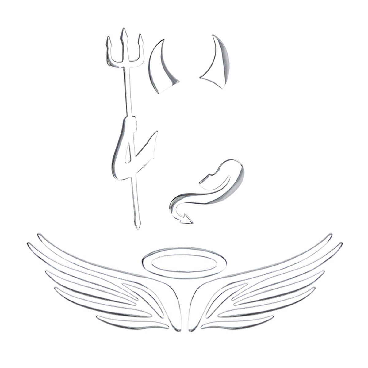 悪魔&天使の翼 車ステッカー 車エンブレム3Dステッカー PVC 車ステッカー 車のロゴソフトステッカー 車ステッカーセット シルバー ;J556;拍卖