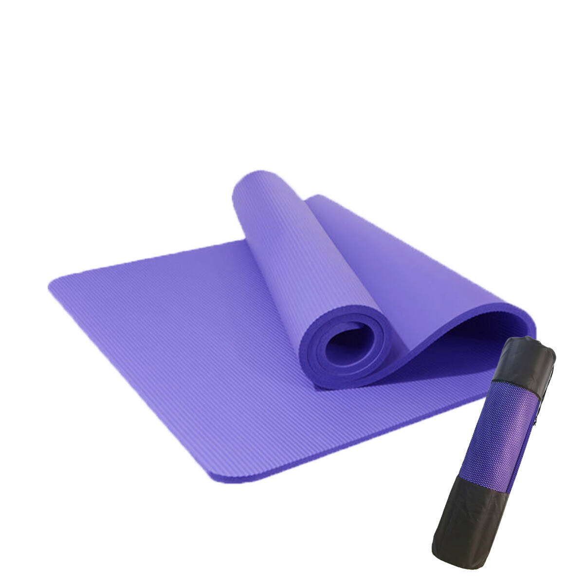 トレーニングマット 厚め 厚ヨガマット NBR素材 滑り止め洗いやすい キャリーストラップ 収納袋付 携帯便利 男女兼用;J4118;拍卖