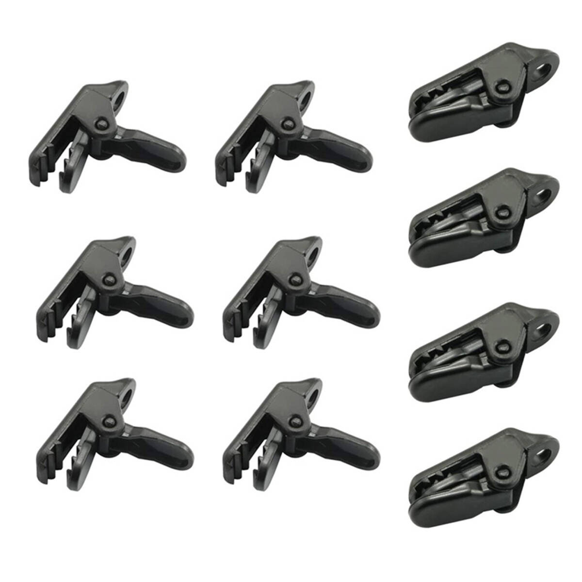 キャンプ サバイバル オーニング キャンピング タープ テント用 プラスチッククリップ ホック押し防風固定クリップ 10個(ブラック) ;J211;拍卖