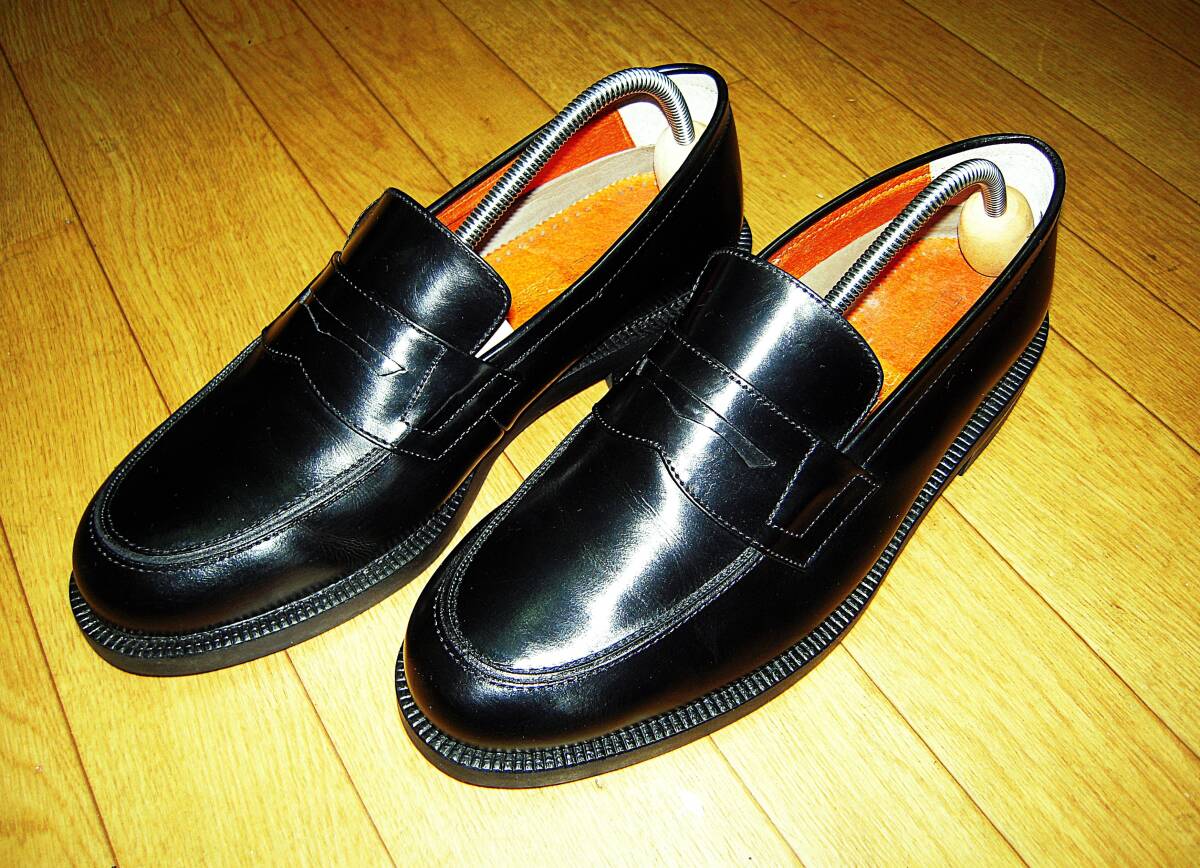 ThamesPoint テムズポイント 極上 超美品 ローファー スリッポン 定番 黒 キッカーバック無し フォーマル/ドレス モデル 25.5 EEE 日本製拍卖