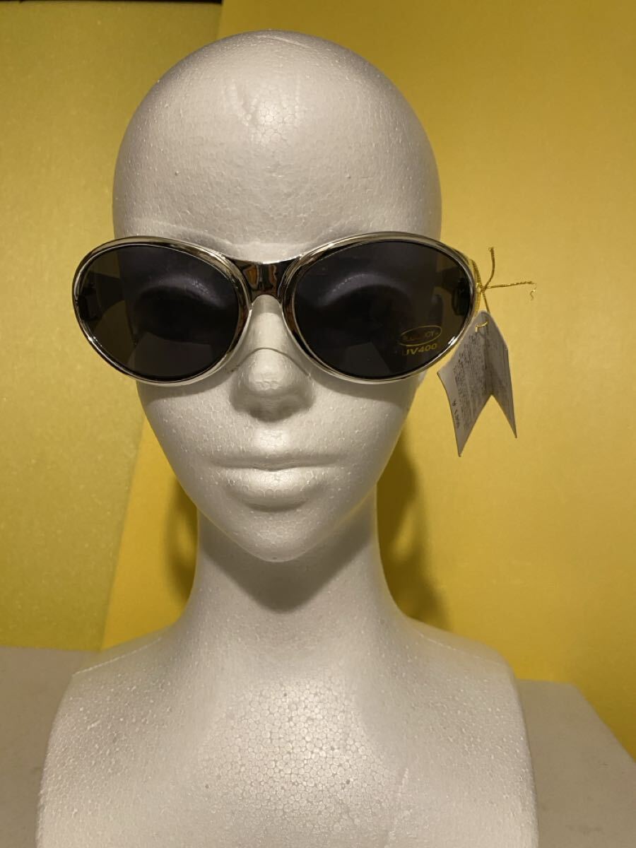 デッドストック 90年代 オーバルサングラス シルバーフレーム×ブラックレンズ BUGLE BOY拍卖