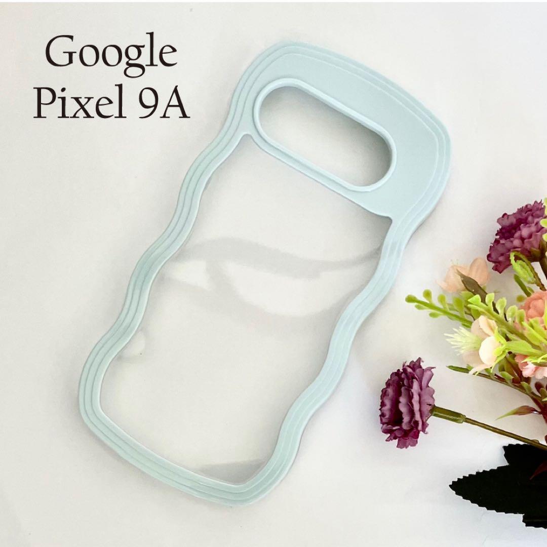 Google Pixel 9aケース ウェーブ型 ソフトTPU:グリーン ☆おまけガラスフィルム付拍卖