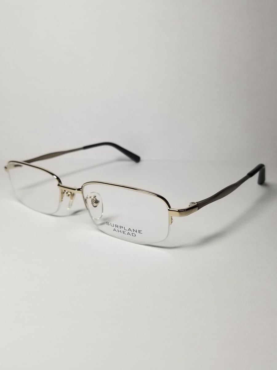 未使用 眼鏡 メガネフレーム HOYA SURPLANE AHEAD NDM026 GP K754 ハーフリム セルフレーム 国産 日本製 MADE IN JAPAN 52口18-140 CC-1拍卖
