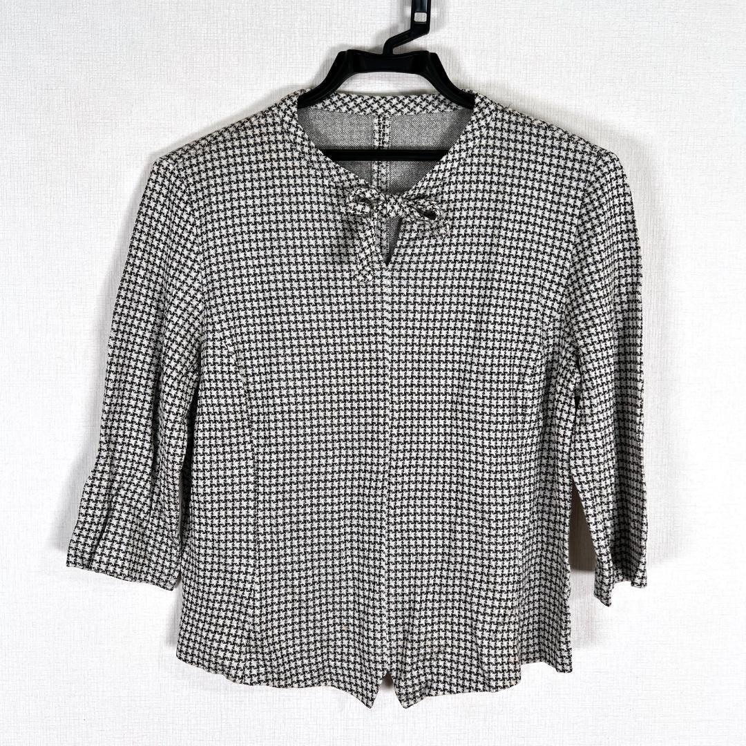 【Pierre Cardin】ピエールカルダン クラシック 昭和レトロ モダン 千鳥格子 カットソー トップス 女性用 レディース Mサイズ【a025】拍卖