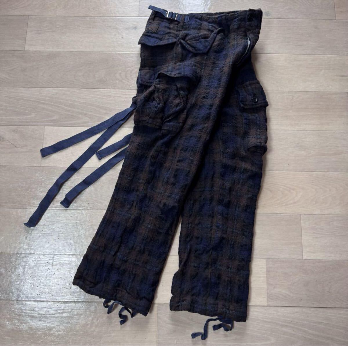 sacai サカイ 20 縮絨ベルテッド カーゴパンツ サルエル ベルト付き 拍卖