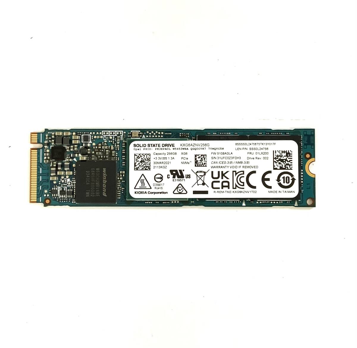 S70917163 TOSHIBA NVMe 256GB SSD 1点 使用時間:19023【中古動作品】071014拍卖