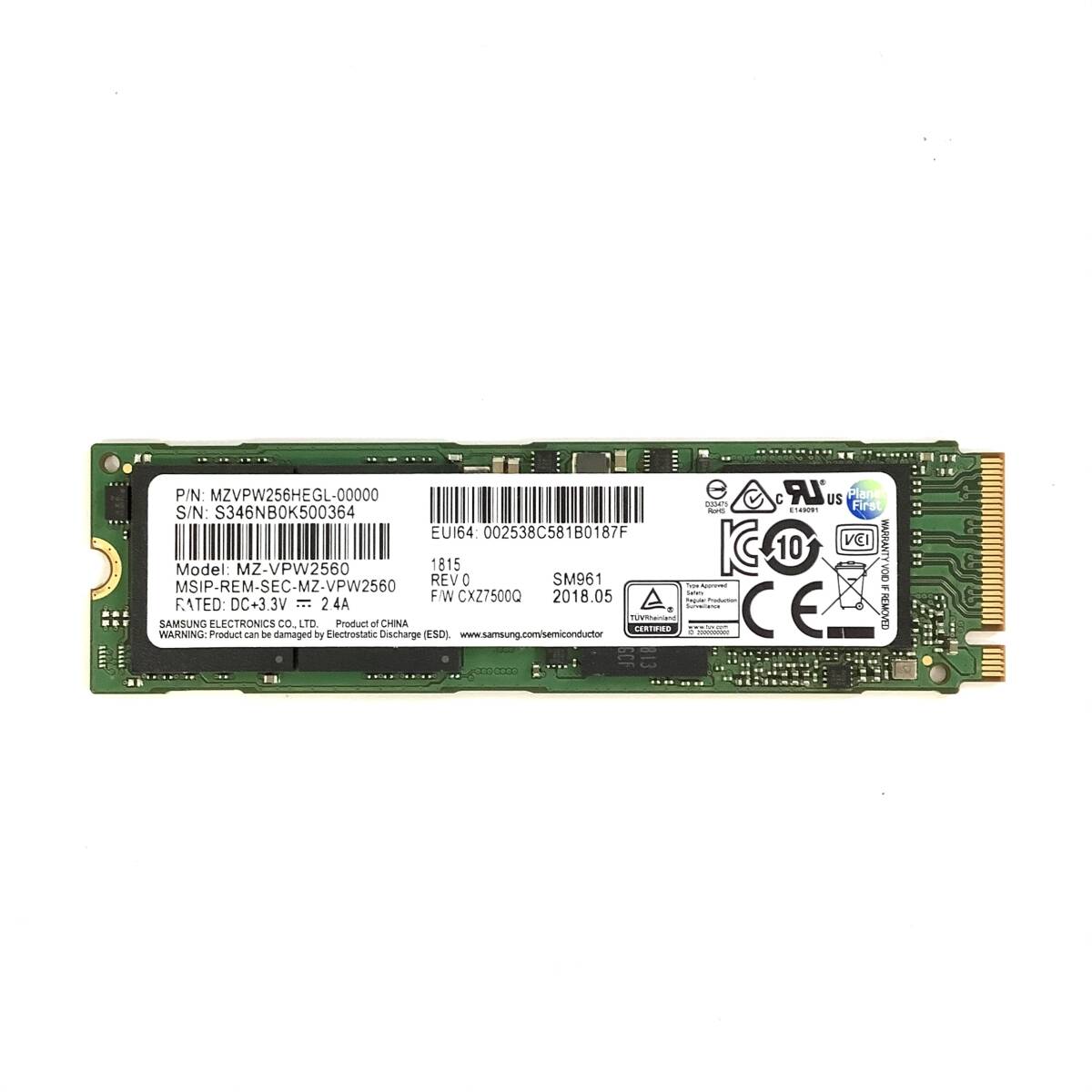 S70925153 SAMSUNG NVMe 256GB SSD 1点 使用時間:2456【中古動作品】拍卖