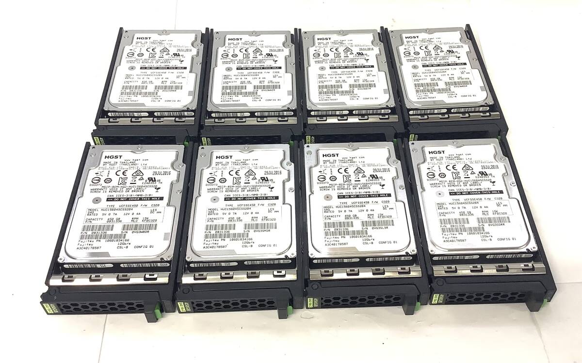 S7093030 HGST 450GB SAS 15K 2.5インチ HDD 8点 【中古動作品】拍卖