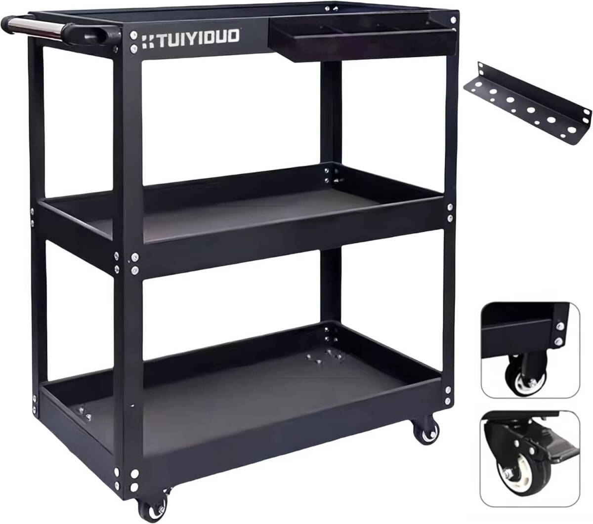【新品】 TUIYIDUO 三段 工具カート 耐荷重200kg ツールカート 工具ワゴン ドライバーホルダー キャスター付き拍卖