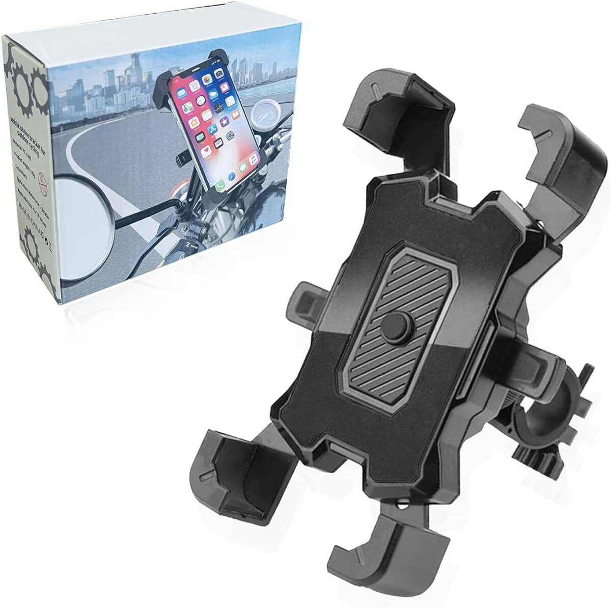 【新品】自転車 スマホ ホルダー 防振 脱落防止 角度調整 360度回転 強力 ワンタッチ固定式ロードバイク携帯電話スタンド(ブラック)拍卖