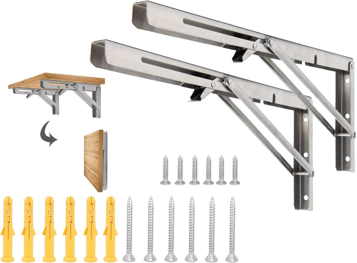 【新品】 JJ Boom 棚受け 金具 L字型 ステンレス 鋼折りたたみ 式 棚 受け 金具 折り畳み金具拍卖