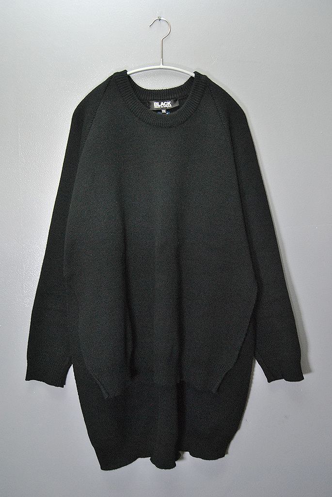 BLACK COMME des GARCONS サイドスリットロングニット ブラック コムデギャルソン アクリル ブラック XXL拍卖