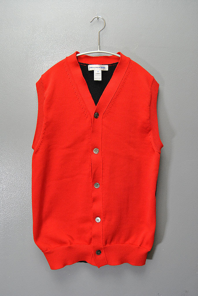 COMME des GARCONS SHIRT Bicolor Knit Vest コムデギャルソン シャツ バイカラー ニット ベスト ブラック レッド M拍卖