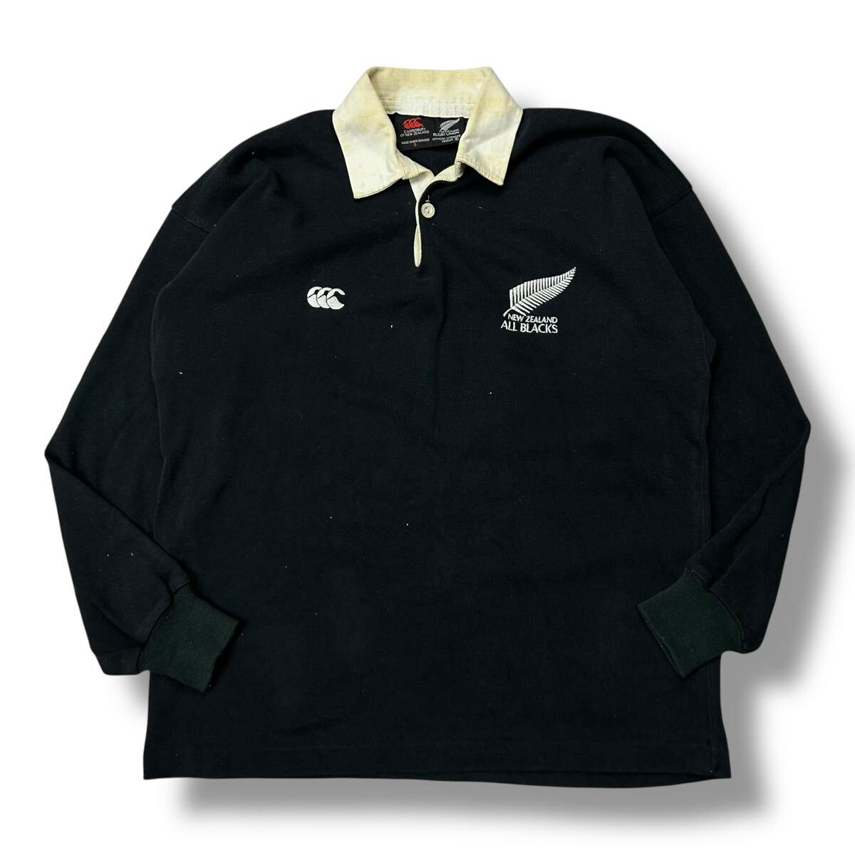 0922MS Canterbury カンタベリー ラグビーシャツ オールブラックス ニュージーランド代表 ポロシャツ ラグビーウェア ラガーシャツ bk S拍卖