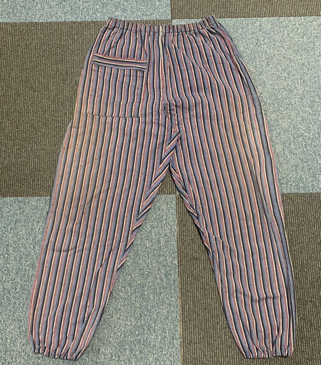 ☆ズボン 久留米織 M パンツ もんぺ 野良着 リメイク素材 ハンドメイド パッチワーク かすり ポケット付き ウエストゴム (A-3050)拍卖