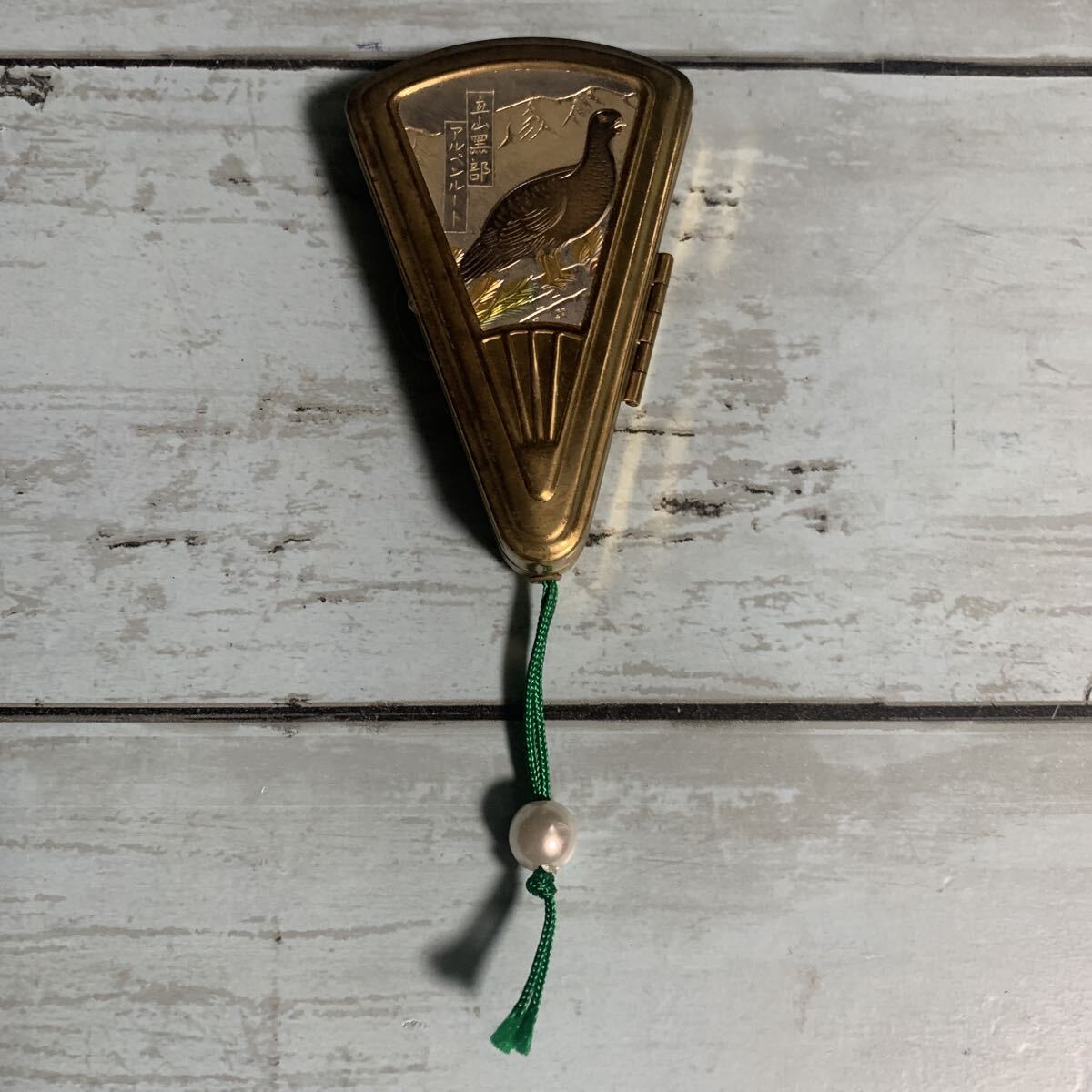 印鑑ケース 鳥 ハンコ入れ 判子 昭和レトロ 立山黒部 アルペンルート 扇 扇子型 (A-3039)拍卖