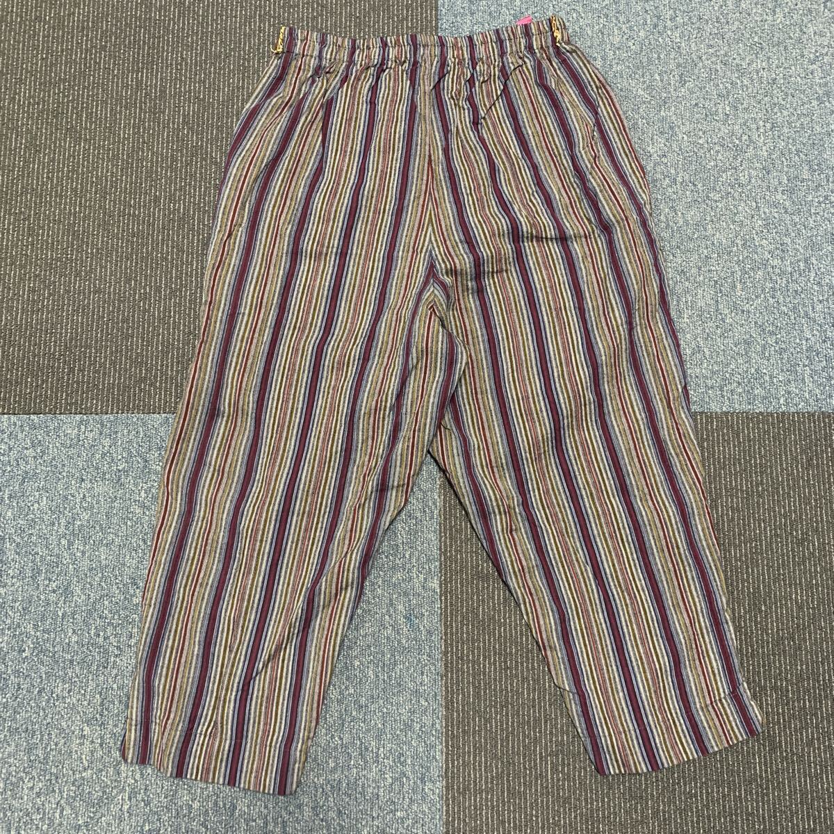 ☆ズボン 久留米絣 M パンツ もんぺ 野良着 リメイク素材 ハンドメイド パッチワーク かすり ウエストゴム (A-3052)拍卖