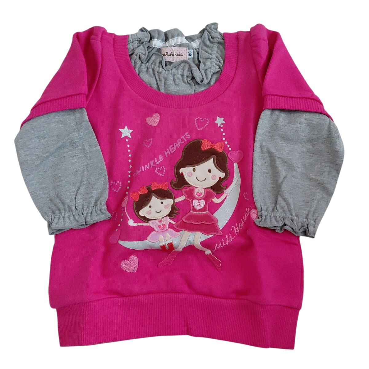 ☆半額以下☆タグ付き☆ミキハウス リーナちゃんの重ね着風トレーナー(80cm)拍卖